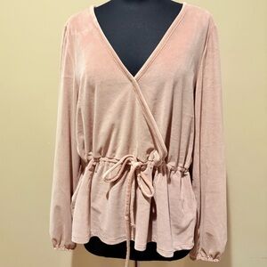 Madewell corduroy wrap top dust pink size XL